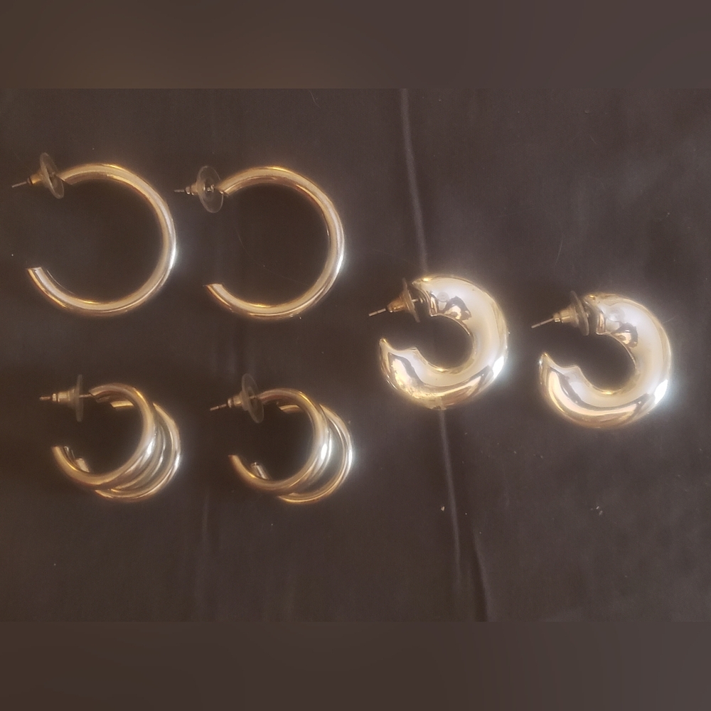 SILVER HOOP EARRING SET | 3 Pairs Essential High-Polish & Textured
